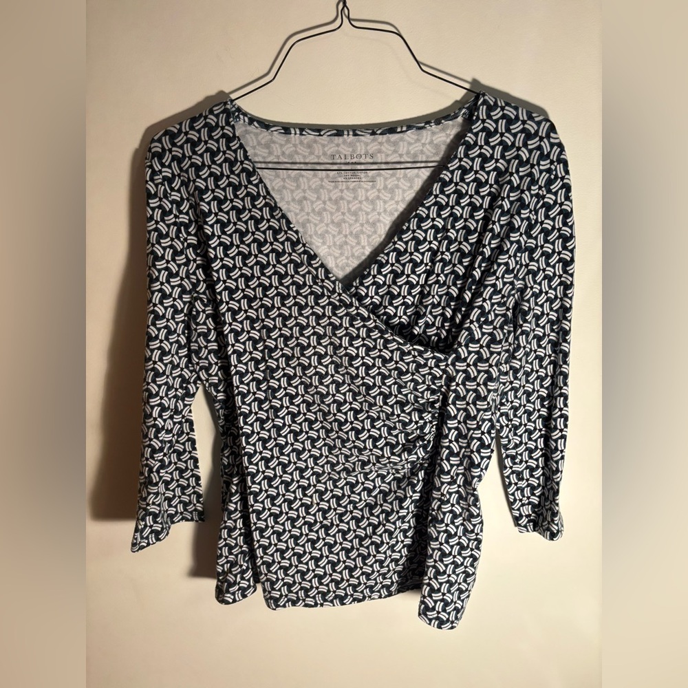 Patterned Black-White-Dark green Women's Top